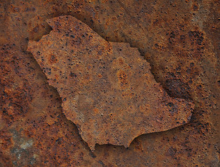 Image showing Map of Saudi Arabia on rusty metal