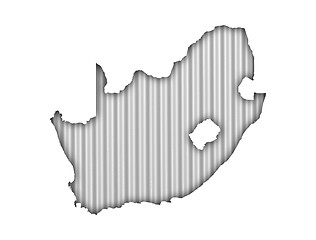 Image showing Map of South Africa on corrugated iron