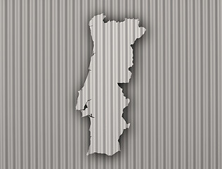 Image showing Map of Portugal on corrugated iron