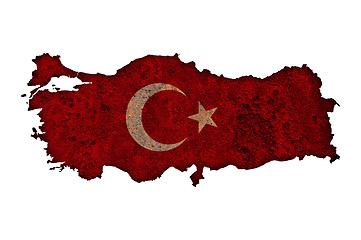 Image showing Map and flag of Turkey on rusty metal