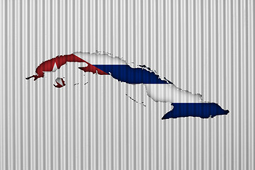 Image showing Map and flag of Cuba on corrugated iron