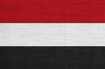 Image showing Flag of Yemen on old linen