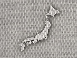 Image showing Map of Japan on old linen