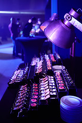 Image showing Beautifully decorated catering banquet table with different food snacks.