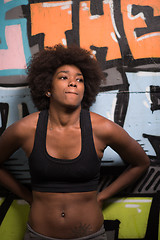 Image showing black woman after a workout at the gym