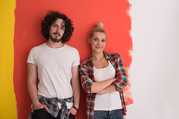 Image showing couple in love  over color background