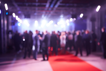 Image showing Abstract blurred people in press conference event, business concept