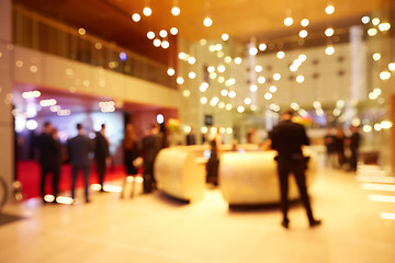 Image showing Abstract blurred people in press conference event, business concept