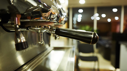 Image showing Retro coffee machine holder detail. Shallow focus