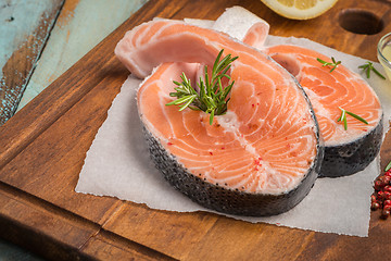 Image showing Raw salmon steak