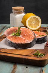 Image showing Raw salmon steak