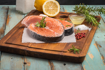 Image showing Raw salmon steak