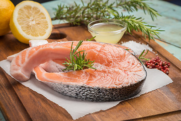 Image showing Raw salmon steak