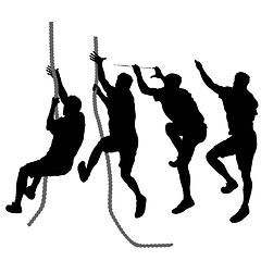 Image showing Set Black silhouette rock climber on white background