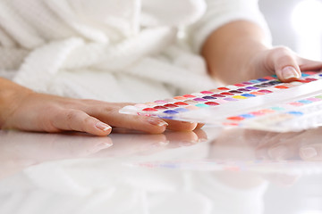 Image showing Hand care in the spa salon.