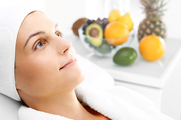 Image showing Treatment with fruit acids, a woman in the beauty salon.