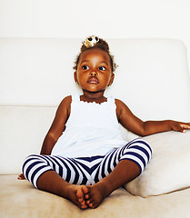 Image showing little cute african american girl playing at home, pretty adorab