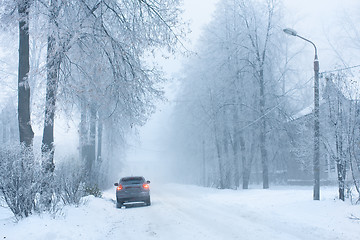 Image showing car on the snowy street