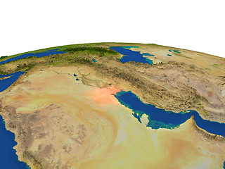 Image showing Kuwait in red from orbit