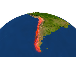 Image showing Chile in red from orbit