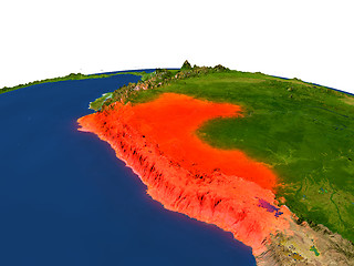 Image showing Peru in red from orbit