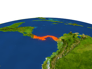 Image showing Panama in red from orbit