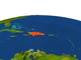 Image showing Dominican Republic in red from orbit