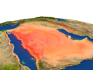 Image showing Saudi Arabia in red from orbit