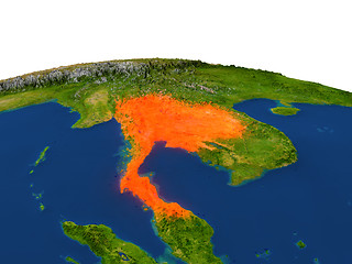 Image showing Thailand in red from orbit