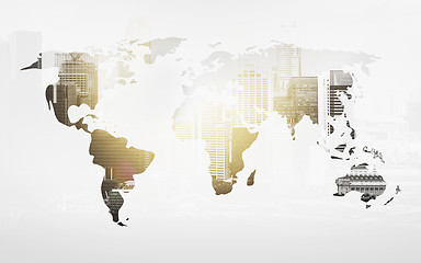 Image showing world map with city over white background