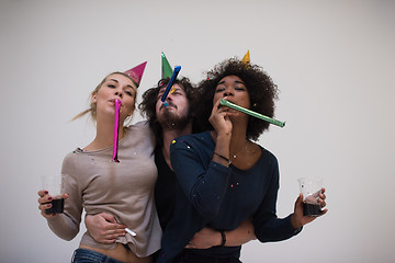 Image showing confetti party multiethnic group of people