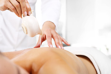 Image showing Back massage, aromatic oil massage