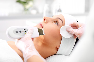 Image showing The woman's face during a facial at a beauty salon