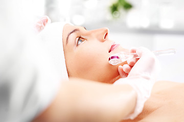 Image showing Wellness, mesotherapy. Face skin. Microdermabrasion.