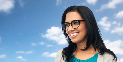 Image showing happy smiling young indian woman in glasses