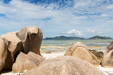 Image showing rocks on seychelles island beach in indian ocean