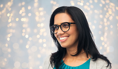 Image showing happy smiling young indian woman in glasses