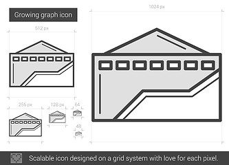 Image showing Growing graph line icon.