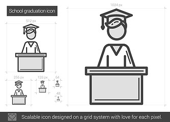 Image showing School graduation line icon.