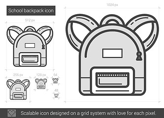 Image showing School backpack line icon.