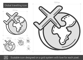 Image showing Global traveling line icon.