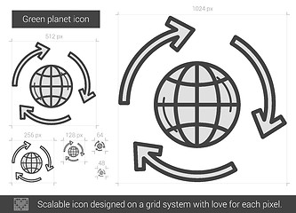 Image showing Green planet line icon.