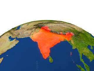 Image showing India in red from orbit