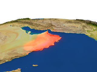 Image showing Oman in red from orbit