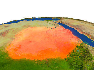 Image showing Sudan in red from orbit