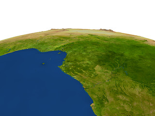 Image showing Gabon in red from orbit