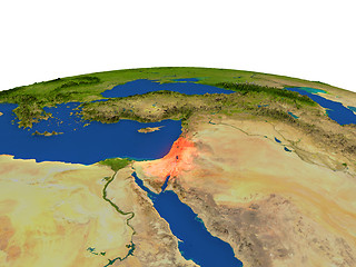 Image showing Israel in red from orbit