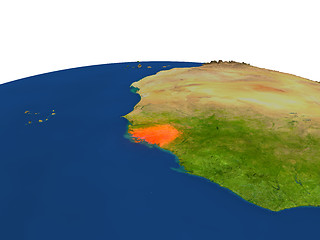 Image showing Guinea-Bissau in red from orbit