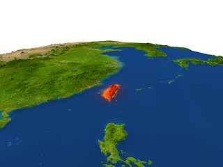 Image showing Taiwan in red from orbit