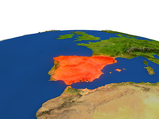 Image showing Spain in red from orbit